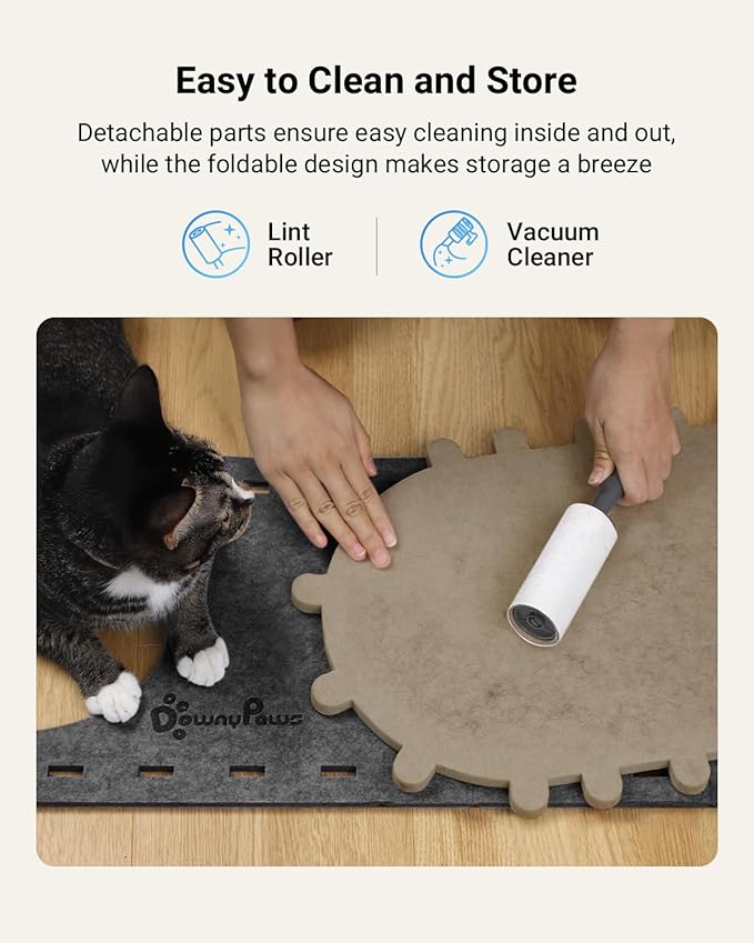 DownyPaws Cat House for Indoor Cats, Cat Bed Cave for Multiple & Large Cats Up to 22 Lbs, Scratch Resistant Peekaboo Cat Caves, Foldable Tunnel Enclosed Bed, PeekaPurr, Sesame Gray-Mewly Pet