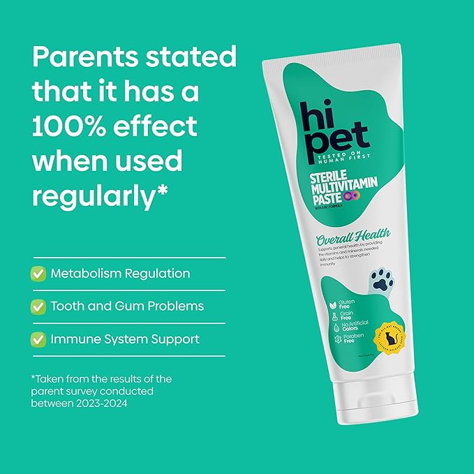 Hi Pet Multivitamin Cat Malt, Cat Treats Lickable, Supports Immune System, Metabolism, Dental Health, Weight Control, Iron for Cats, 2.65 Oz (Pack of 6)-Mewly Pet