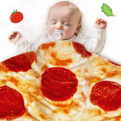 Jorbest Pizza Baby Blanket, 285 GSM Soft Flannel Pizza Swaddle Blanket Funny Gifts for Baby Shower Boys and Girls, Pepperoni Blanket for Toddler Newborn (Red, 36 inches)