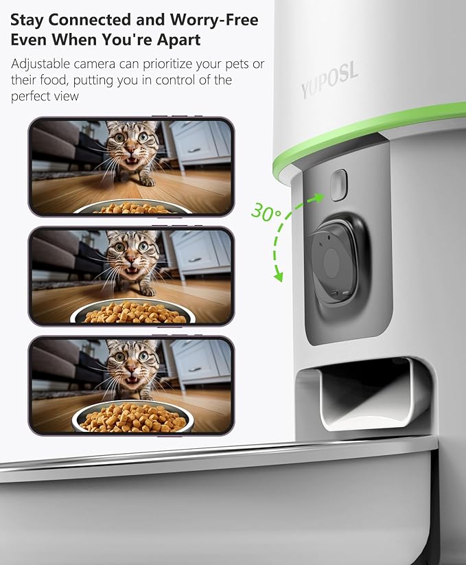 Automatic Cat Feeder with Camera - 5G WiFi Auto Cat Food Dispenser, 1080P HD Video with Night Vision, 1-15 Meals, 1-99 Portions, 2-Way Audio, Keeps Food Fresh, Timed Pet Feeder Also for Dogs-Mewly Pet