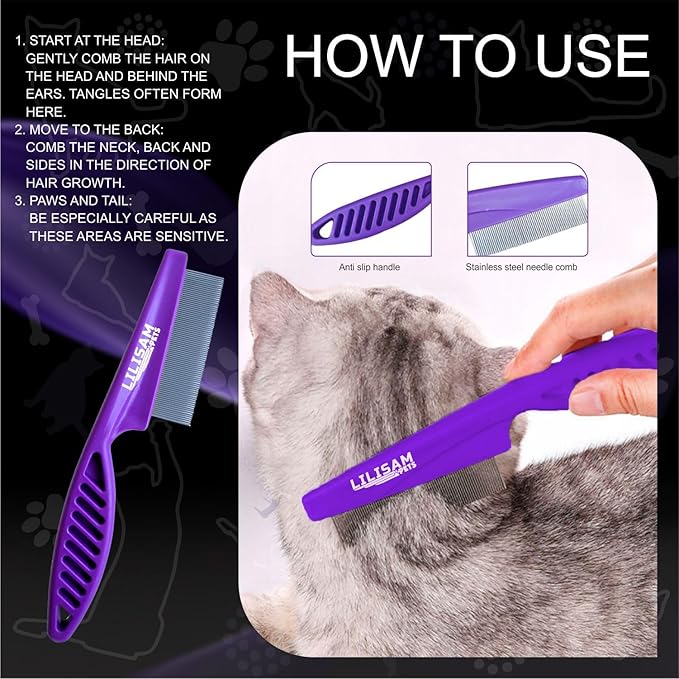 Pet Self Cleaning Slicker Brush and Grooming Comb - Gently Removes Loose Hair, Tangles, and Dirt - Skin Friendly Deshedding Grooming Tool for Hair Dogs & Cats - Pet Supplies Accessories (Purple)-Mewly Pet
