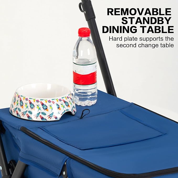 Pet Stroller Cat Dog Stroller Travel Folding Pet Carriers（Blue）-Mewly Pet