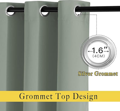 NICETOWN Light Reducing Grommet Curtains - Triple Woven Textured Soft Curtain Panels for Living Room Window Treatment Drapes for Sliding Door (W80 x L108, Sage Green, 2 Pieces)