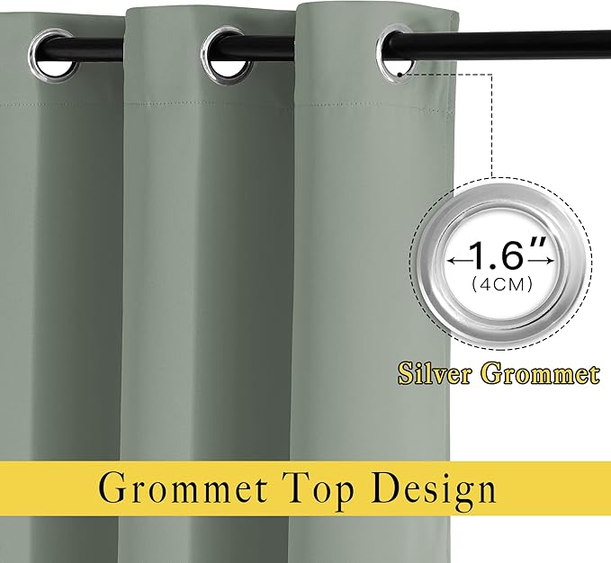 NICETOWN Sage Green Curtains 84 inch Length 2 Panels, Grommet Thermal Insulated Window Treatments Light & Sound Reducing Drapes for Living Room/Bedroom, W46 x L84