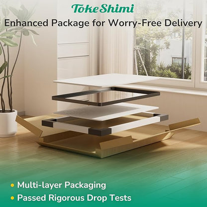 TokeShimi 36x36 Matte Black Bathroom Mirror,Bathroom Vanity Mirror Square,Tempered Glass,Black Framed Bath Mirror Wall(Horizontal/Vertical)