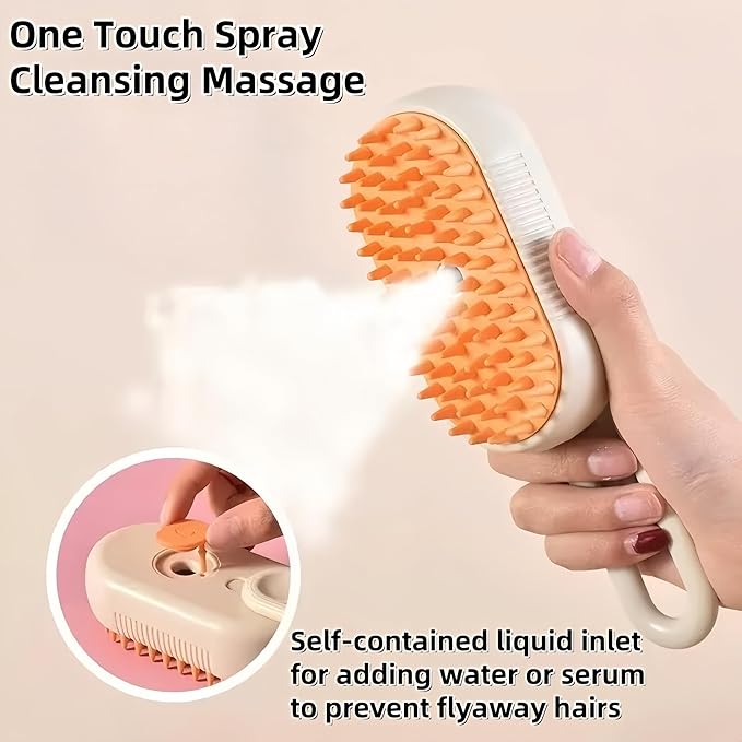 BoBow Cat Steam Brush for Shedding for Cats and Dogs, 3 in 1 Grooming Anti-Static Steam Pet Brush, Massage, Cleaning, Shedding, Combing Long and Short Hair Dogs and Cats (Khaki)-Mewly Pet