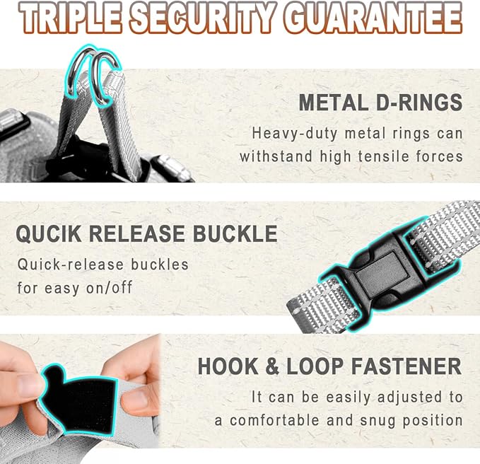 Dog Harness Step in Dog Vest Harness, Reflective Adjustable Puppy No Pull Harness Breathable Soft for Small and Medium Dogs Cats, Grey, XS-Mewly Pet