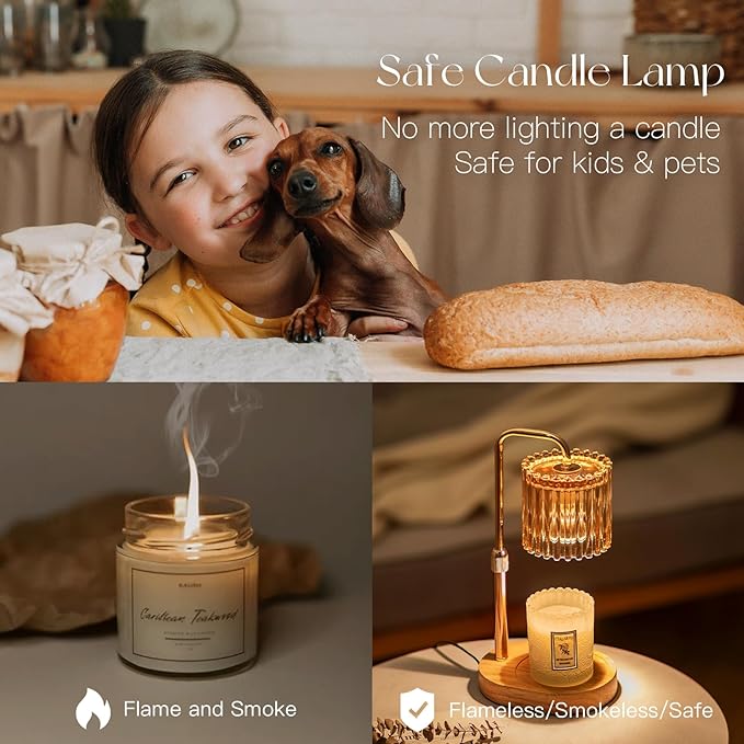 Candle Warmer Lamp with Timer: Gold Candle Warming Lamp Height Adjustable Wax Melt Warmer Dimmable Modern New Home Bedroom Decor Housewarming Gift for Women