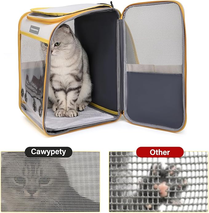 Cat Backpack Carrier, Collapsible and Breathability Cat Carrier Large for Cat Under 16 lbs, Dog and Small Pet Carrier Bag Used in Travel, Car-Mewly Pet