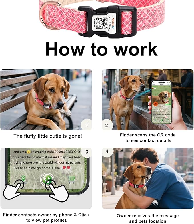 Dog Collar with Waterproof AirTag Holder & Anti-Lost QR Code, Cute Bling Warpping Adjustable Width for Small Medium Large Pet (Red, L)-Mewly Pet