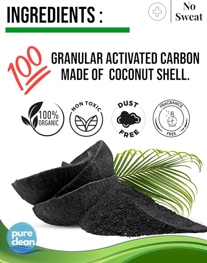 No Sweat Activated Carbon Cat Litter Odour Neutralizer- Made Of Coconut Shell -All Natural - None Chemical,Toxic Ingredients- Non-Scented-Planet Friendly-Disposable 10 Packs in One Box 250 GR-Mewly Pet