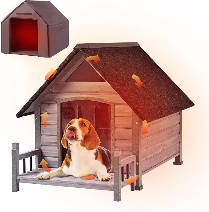 Dog House Outdoor Insulated for Winter, Puppy Kennel with Anti-Chewing Iron Frame, Weatherproof Dog Crate with Insulated Liner for Small Medium Large Dogs (Grey, 45" x 32.9" x 32.6")-Mewly Pet