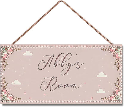 Personalized Sign Flowers Sign For Girls Room Farmhouse Decor Wall Art Home Decor For Kids Room,Custom Name Door Art Decor Decorative Plate for Boys Bedroom