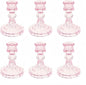 Glass Candlestick Holder,Striped Taper Candle Holders,Set of 6 Candle Stand for Table Centerpieces, Home Decor,Weddings,Festival and Parties (Pink Stripe Pattern)