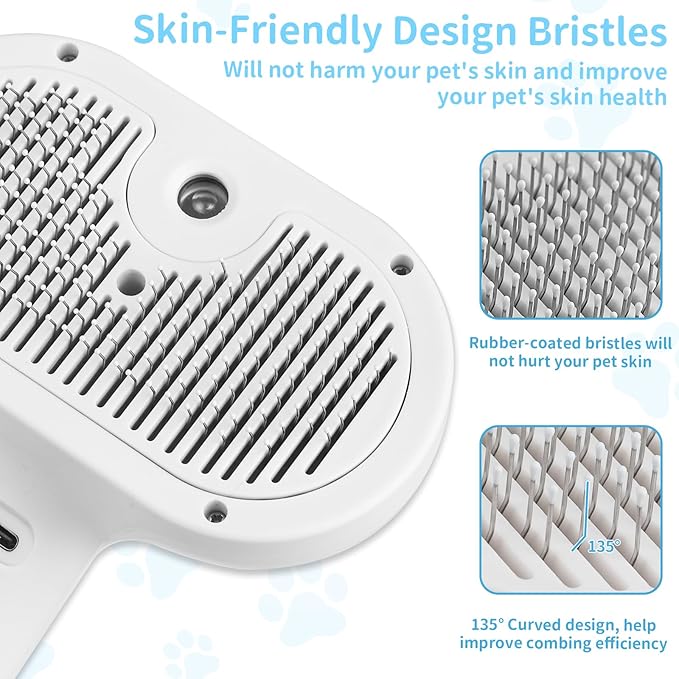 Dog Brush for Shedding, Cat Brushes for Indoor Cats, Cat Brush for Shedding - Pet Grooming Supplies with Steam, Hair Removal Comb Spray for Long-Haired Cats and Dogs (Waterless Shampoo)-Mewly Pet