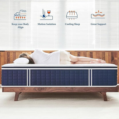 Coolvie King Size Mattress 14 Inch, Hybrid King Mattress in a Box, Medium Firm Feel, 4 Layer Premium Foam with Pocket Springs for Motion Isolation & Pressure Relieving, 100-Night Trial