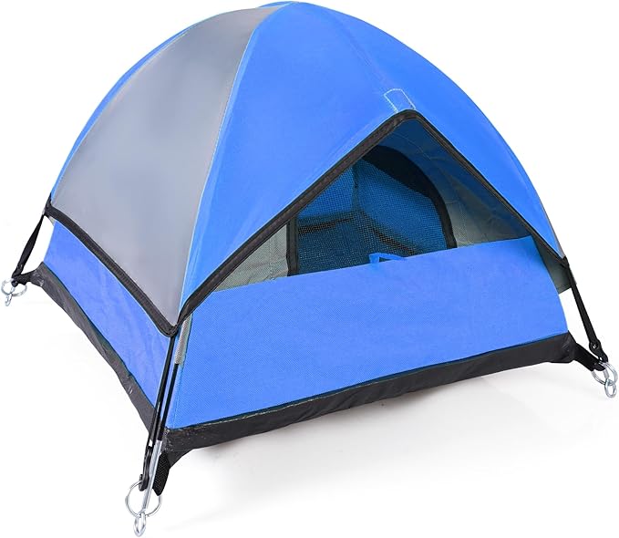 Cat Camping Tent, Cat Tent Bed, Pet Tent for Indoor Cat and Small Dog, Mini Tent (Blue, 21 x 21 x 14 Inches)-Mewly Pet