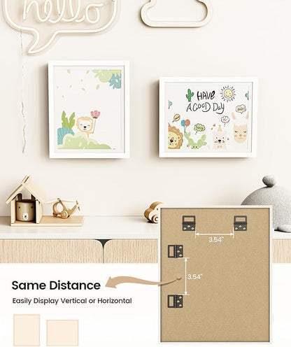 BAIJIALI 2 Packs White Kids Art Frames for Kids Artwork Frames Changeable Display 8.5x11 with Mat or 9x12 without Mat,Picture Frame for Kids Artwork Front Opening Holds 150 Horizontal &Vertical For