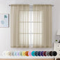 Chyhomenyc Taupe Sheer Curtains 54 Inch Long 2 Panels, Light Filtering Rod Pocket Voile Short Curtains Drapes for Living Room Bedroom Small Windows, 42Wx54L Inches