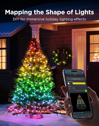 Govee Christmas Lights 2, RGBWIC 99FT 300LEDs Holiday String Lights with Shape Mapping Function, Smart LED Decoration for Indoor Outdoor Tree, 130+ Preset Scenes, Voice and APP Control, Clear Wire