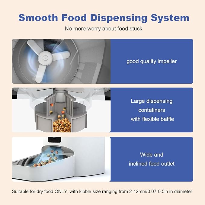 2.4G WiFi Automatic Cat Feeder, 4L Food Dispenser with 10s Voice Recorder, Pet Feeder up to 10 Meals per Day, Timed Cat Feeder with Dry Food Sealed Ring (White, 4L-WiFi)-Mewly Pet