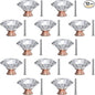 12-Pack Crystal Glass Cabinet Knobs for Home Decor, Vanity Drawers, Desks, Wardrobe Doors, Standard Screws Easy Installation for Home Refurbishment and Redecoration (Clear Crystal, 30mm, Pink Base)