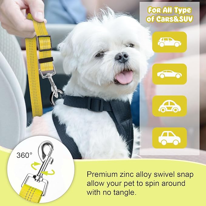 BWOGUE Pet Dog Cat Seat Belts, Car Headrest Restraint Adjustable Safety Leads Vehicle Seatbelt Harness (1 Pack)-Mewly Pet