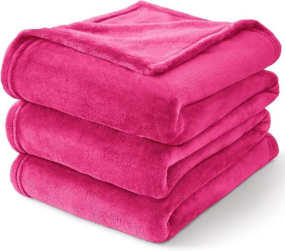 BEDELITE Fleece Blanket Hot Pink Throw Blanket for Couch & Bed, Luxury Plush Cozy Fuzzy Blanket 50" x 70", Super Soft Warm Lightweight Fall Throw Blanket for Travel Camping