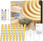 EMITEVER COB LED Strip Lights Kit Warm White with Remote & 24V Power Supply,16.4ft Dimmable Tape Light 3000K, High Density 2400LEDs, 305+LM/FT, CRI90+, Suitable for Bedroom Kitchen Cabinet Lighting