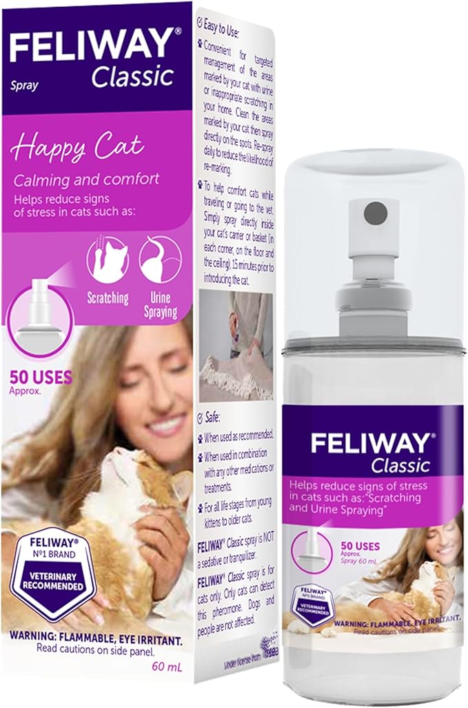 FELIWAY® Classic Cat Calming Spray, 60ml - Comforts Cats at Home and On the Go and Helps to Calm During Travel-Mewly Pet