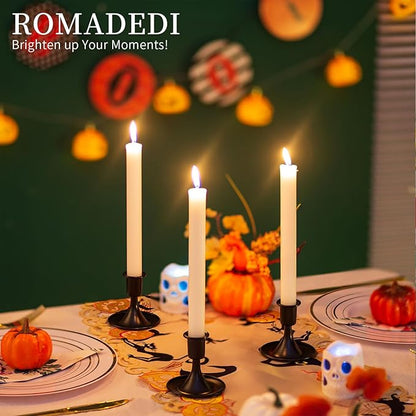 Black Candlestick Candle Holders for Taper : Romadedi Candle Stick Holder Vintage Table Centerpiece Halloween Decoration Wedding Christmas Fireplace Mantel Home Deocr Set of 2