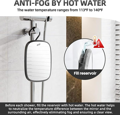 TAILI Fogless Mirror for Shower, Wall Hanging Mirror for Travel Camping, Removable Antifog Shaving for Shower Accessories, Bathroom, Portable, Shatterproof for Men, Women-Black