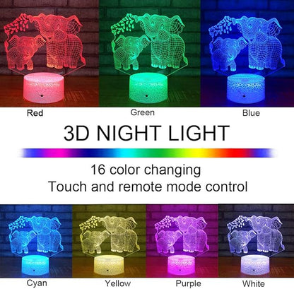 Elephant 3D Night Light for Kids 3D Lamp with 16 Colors Changing Remote Control Elephant Toys 10 9 3 5 2 8 1 7 6 4 Year Old Girls Women Baby Boys Gifts