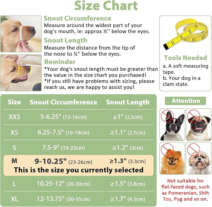 Mayerzon Dog Muzzle with Hook and Loop for Large Medium Small Dogs, Patented Soft Mesh Beagle Labrador Puppy Muzzles for Biting Chewing Grooming, Breathable, Adjustable, Allows Panting Drinking-Mewly Pet