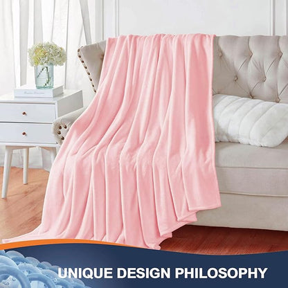 Walensee Fleece Blanket Plush Throw Fuzzy Lightweight (Queen Size 90x90 Pink) Super Soft Microfiber Flannel Blankets for Couch, Bed, Sofa Ultra Luxurious Warm and Cozy for All Seasons