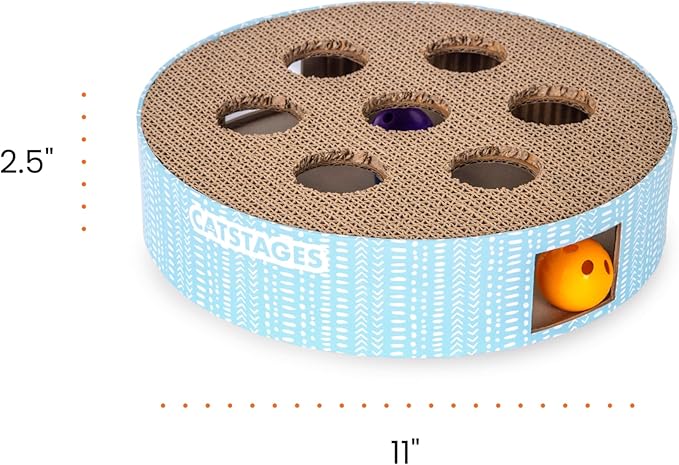 Catstages Scratch N' Hunt Interactive Cat Puzzle Toy with Scratcher Corrugate for Nail Care, Engages Hunting Instincts-Mewly Pet