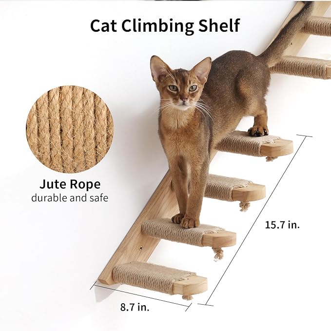 FUKUMARU Cat Wall Furniture, 3 Pack Cats Walls Shelves Set, Solid Rubber Wood Kitten Shelf for Sleeping, Playing, Climbing and Lounging-Mewly Pet
