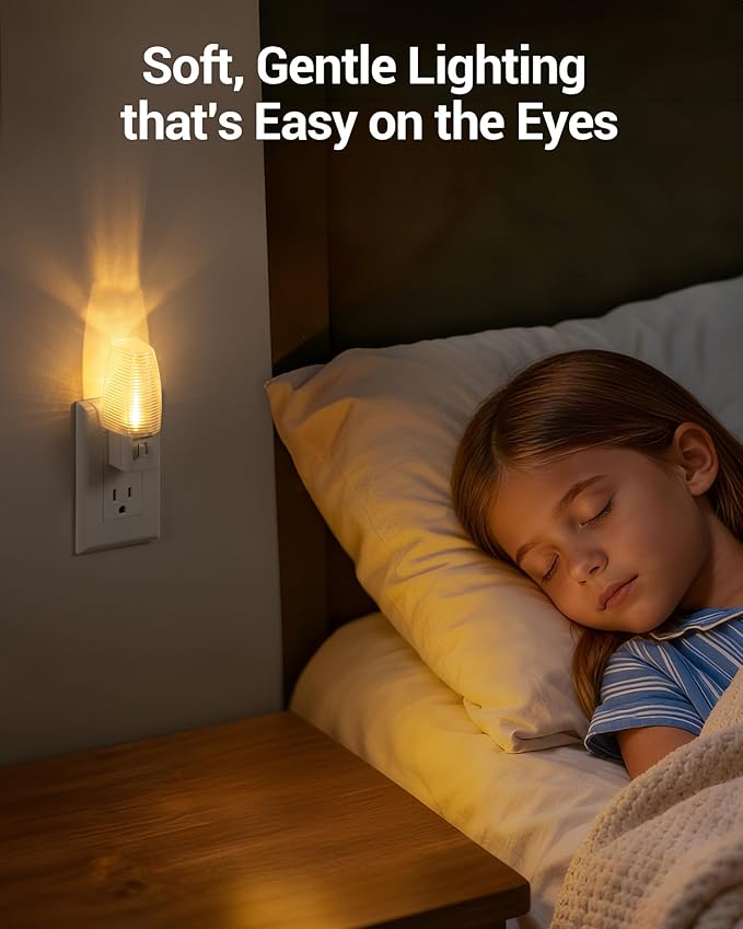 DEWENWILS Plug in Night Light with Switch, Manual ON Off LED Nightlight for Kids, Nursery, Bedroom, Bathroom, Hallway, Stairways, Corridor, Garage, Warm White, UL Listed, 4 Pack