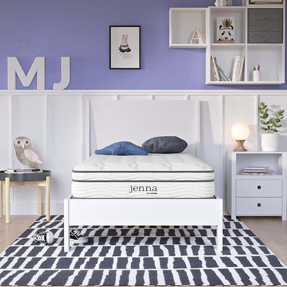 Modway Jenna 8” Innerspring and Memory Foam Narrow Twin Mattress With Individually Encased Coils White