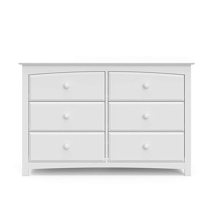 Storkcraft Kenton 6 Drawer Double Dresser (White) For Kids Bedroom, Nursery Dresser Organizer, Chest Of Drawers For Bedroom, Universal Design For Children’s Bedroom