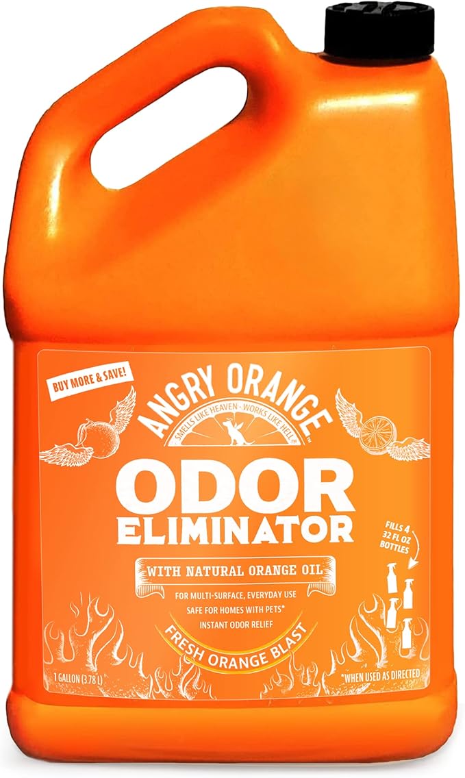 Angry Orange Pet Odor Eliminator for Dog and Cat Urine, Carpet Stains, and Strong Smells – Citrus Cleaner with Natural Orange Oil – 1 Gallon-Mewly Pet