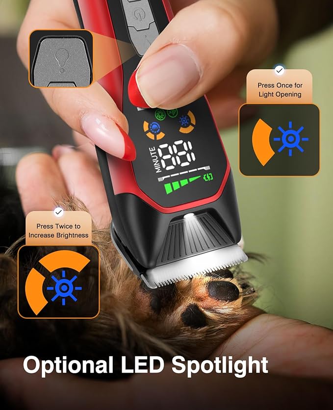 TS066 Professional Cordless Dog & Cat Clippers - Wide Blade Low Noise Pet Hair Trimmer for Thick & Long Coats, Quiet Grooming Kit for Large Breed Dogs & Cats with 180min Battery Life-Mewly Pet