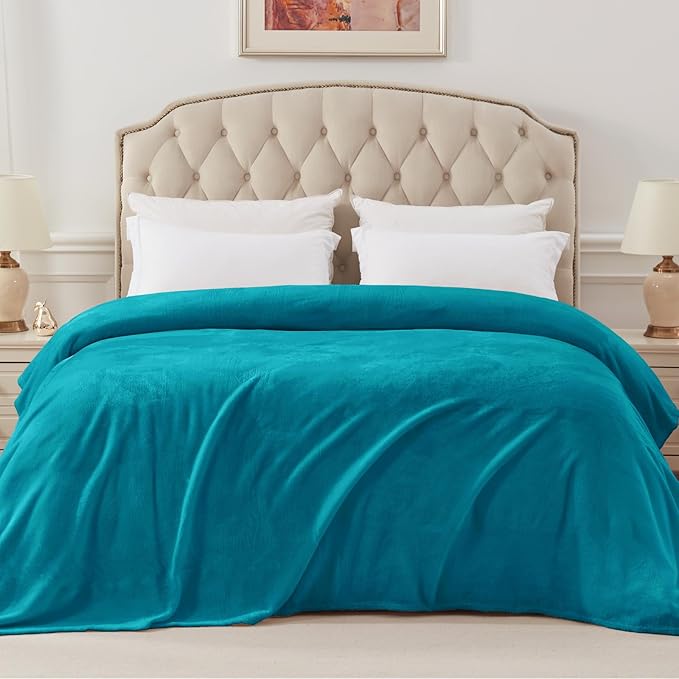Exclusivo Mezcla Fleece Blanket King Size for Bed, Super Soft and Warm, All Season Use, Cozy, Plush, Lightweight, 90x104 Inches, Teal
