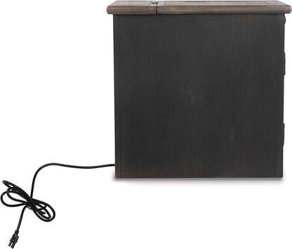 Signature Design by Ashley Tyler Creek Rustic Chair Side End Table with Pull-Out Tray & USB Ports, Brown