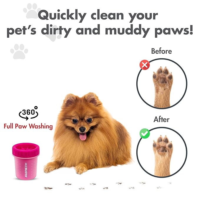 Dexas Dog Paw Cleaner, Small, Pink, Dog Accessories and Pet Supplies-Mewly Pet