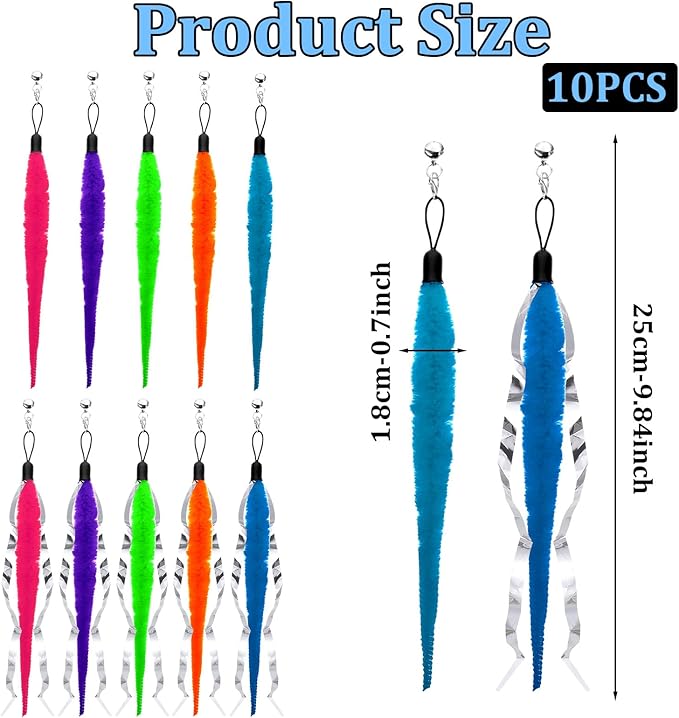 Cat Worm Toy with Foil, 10 PCS Cat Wand Attachments Worms Toy Interactive Cats Wand Attachments Worms Toys for Indoor Cats-Mewly Pet