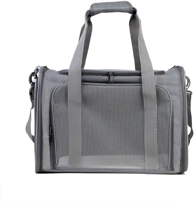 Airline Approved Soft Sided Pet Carrier for Small and Medium Dogs, Cats, and Puppies (Up to 15 lbs), Collapsible Portable Travel Bag for Dogs Cats (Grey)-Mewly Pet