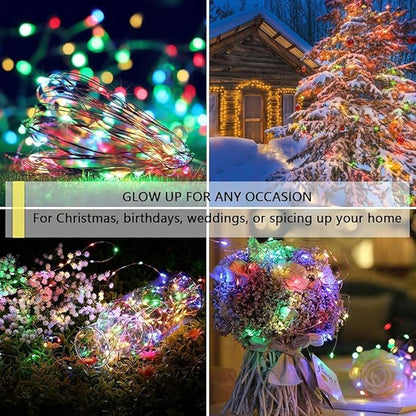 Sanniu Led Fairy Lights Battery Operated, 8 Packs Mini Battery Powered Copper Wire Starry String Lights for Christmas,Bedroom,Wedding,Parties,Patio,Indoor,Home Decoration (5m/16ft Multicolor)