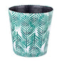 Paper Wastebasket Without Lid PU Leather Round Decorative Trash Bin Garbage Can Dustbin for Hotel Dormitory Kitchen Bedroom Bathroom Office Green Leaves