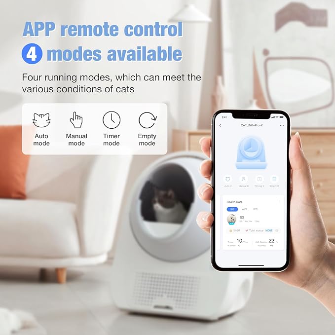 CATLINK Self Cleaning Automatic Litter Box for Cats - Hands-Free Cleanup with App Control, Double Odor Removal - Extra Large Size for 3.3~22lbs Cats - Smart Robot Cat Litter Box (Upgrade)-Mewly Pet